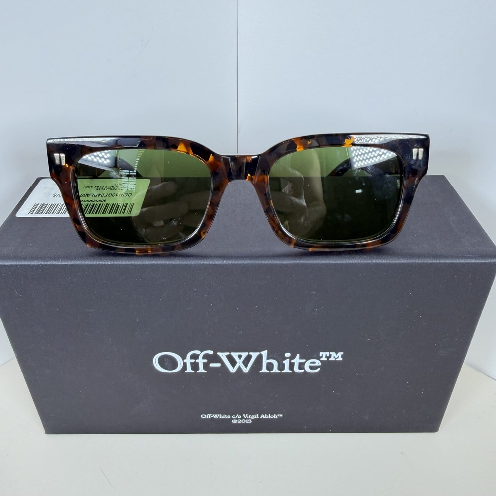 Off-White™ Midland Havana Square Sunglasses with Green Lenses & Original Box NWT